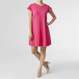 Bright Rose Flutter Sleeve Mini Dress Barbiecore